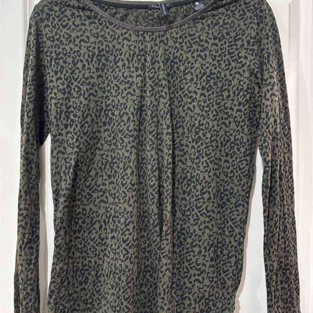 Scotch & Soda Camo Green Leopard Long Sleeve Size 2 Medium